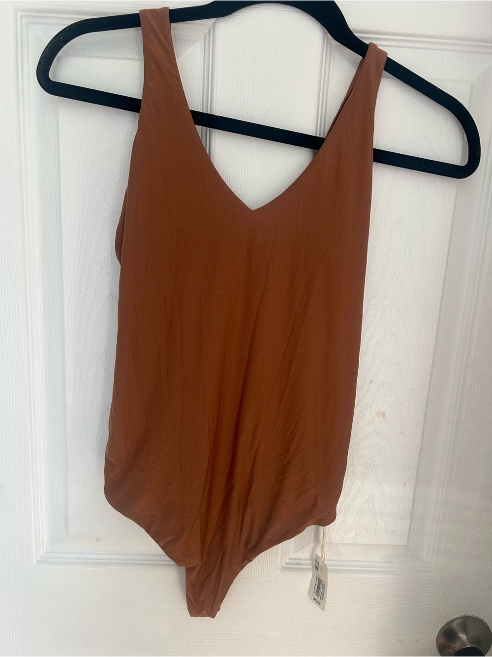 aerie Rust Brown V-Neck Tank Bodysuit Smoothez large NWT